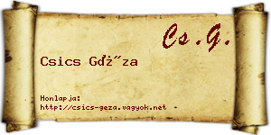 Csics Géza névjegykártya